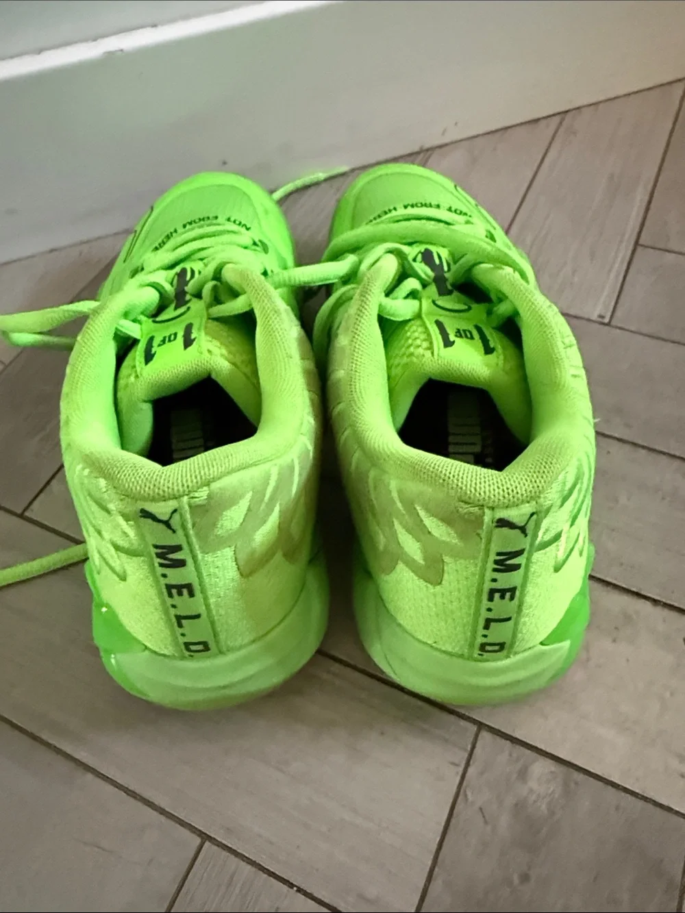 Puma Mello Kids Neon Lime Green Lace-Up Sneakers